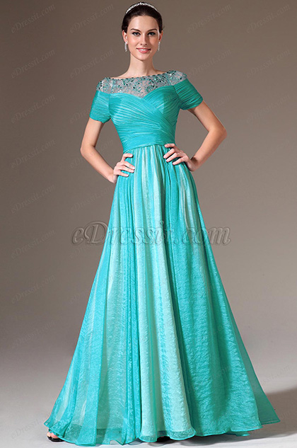 eDressit Blue Beaded Lace Top A-Line Prom Dress (26145805)