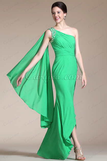 Adorable Green One Strap Evening Dress Prom Dress (C00147004)