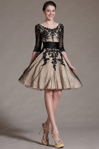 eDressit Black Lace Decoration Cocktail Dress Party Dress (04143414)