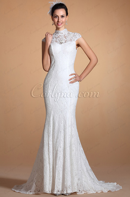 High Collar Mermaid Wedding Dress