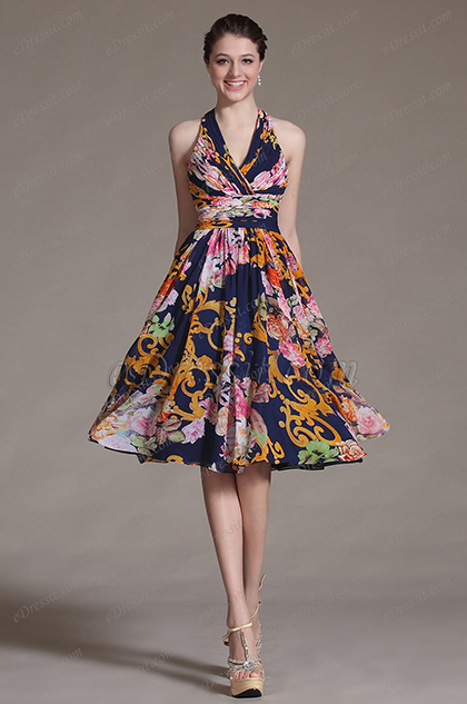 eDressit Printed Simple Halter Party 