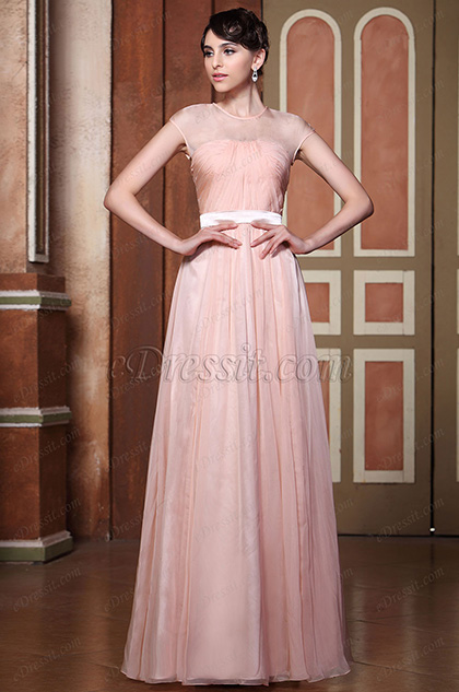 sheer top evening gown