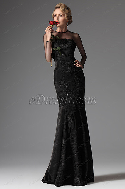 eDressit Black High Collar Mermaid Formal Evening Prom Gown (02145900)