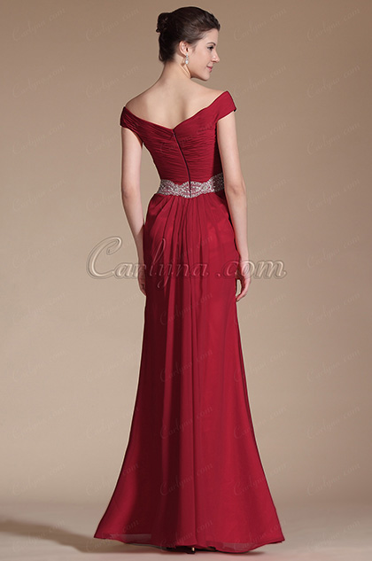 Red Off Shoulder Evening Gown (C00144102)