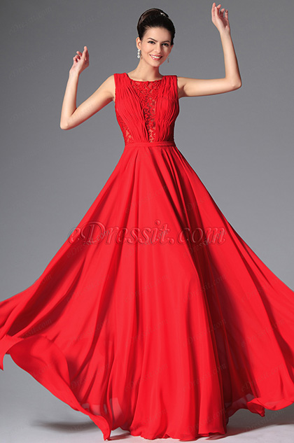 NEW RED STYLISH DESIGN SLEEVELESS EVENING PROM GOWN