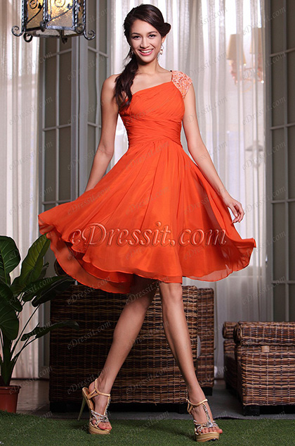 reddish orange dress