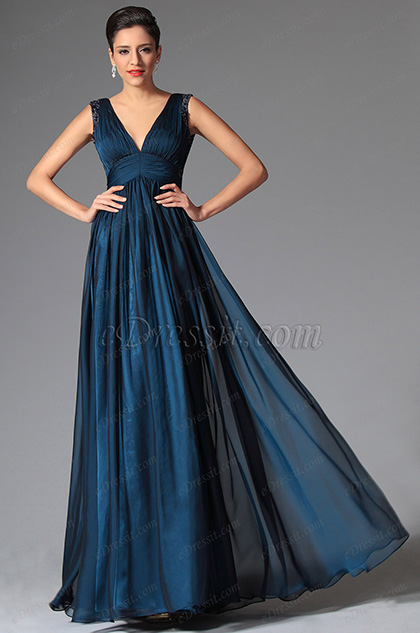 eDressit Deep Blue Sexy V-neck Evening Dress Prom Gown (02149405)