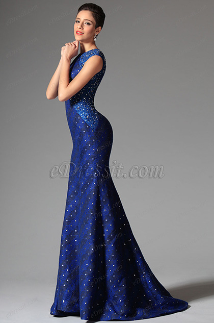 eDressit Navy Blue Jewel Neckline Evening Prom Ball Gown (02147205)