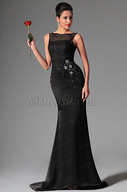 eDressit Black Sleeveless Overlace Long Formal Evening Dress (02146400)