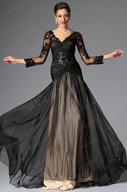 eDressit Black Sexy V-cut Evening Dress Prom Dress (02146900)