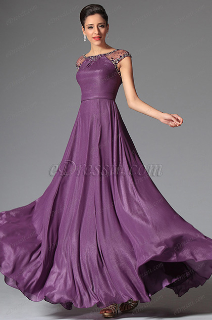 eDressit Purple Cap Sleeves Evening Dress Prom Gown (02148306)