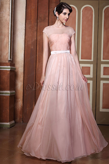 sheer top evening gown