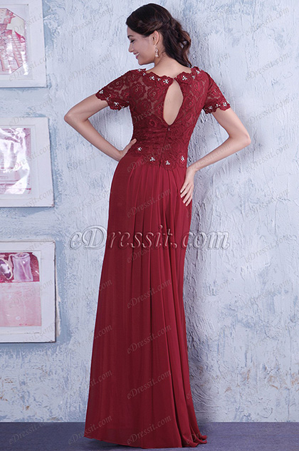 Gorgeous Red Top Beaded Lace Mother of the Bride Dress (26140517)