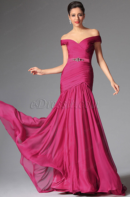 off shoulder dinner gowns