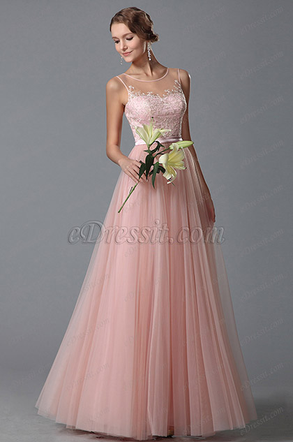 pink sleeveless gown
