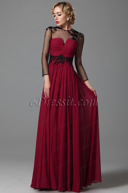 sheer sleeve evening gown