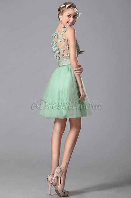 eDressit Sleeveless Floral Light Green Homecoming Dress (04150304)