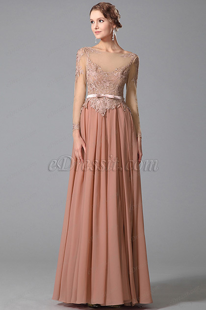 lace top evening gown