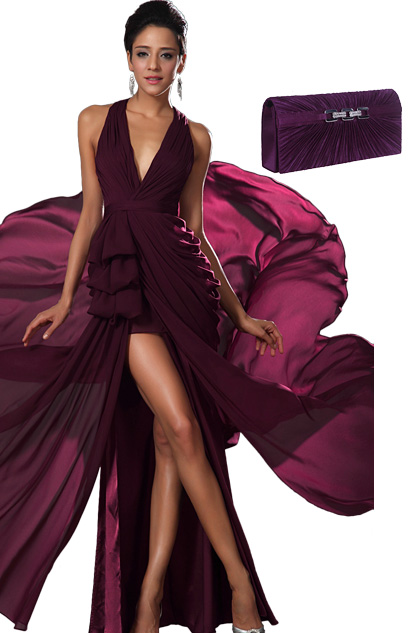 00131117 eDressit Halter V Cut High Split Evening Dress