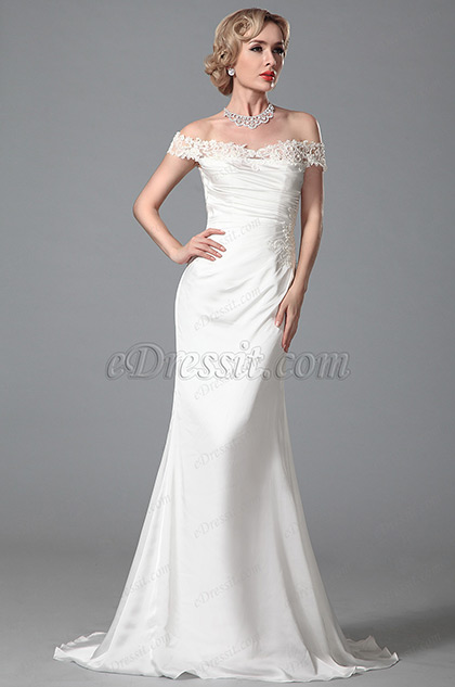 elegant white evening gown