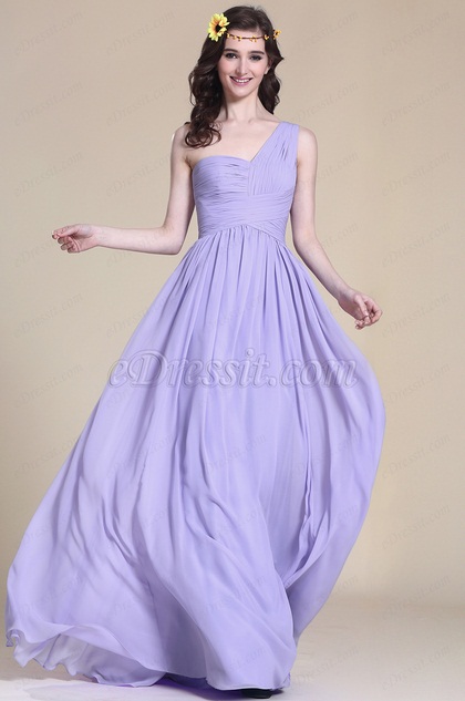 lavender one shoulder dress