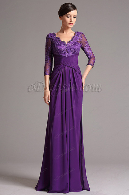 Purple Lace Top Long Sleeves Mother of 