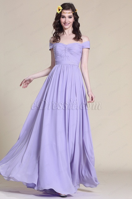 lavender off the shoulder dress