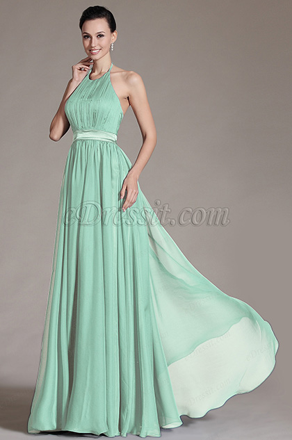 mint green halter neck dress