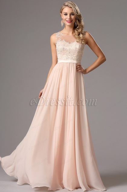 pink chiffon wedding dress