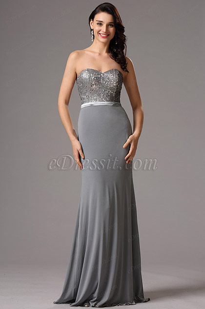 sequin grey bridesmaid dress