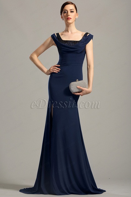 navy blue black tie dress