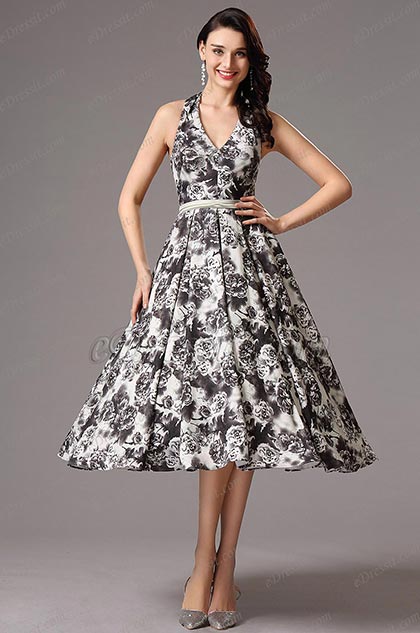 Printed Tea Length Dresses