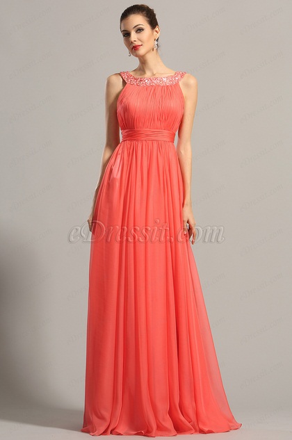 coral evening dress