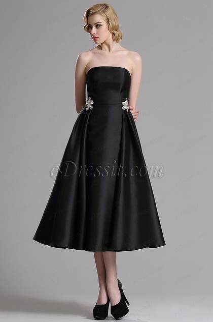 black strapless cocktail