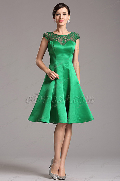 green cocktail dress with sleeves