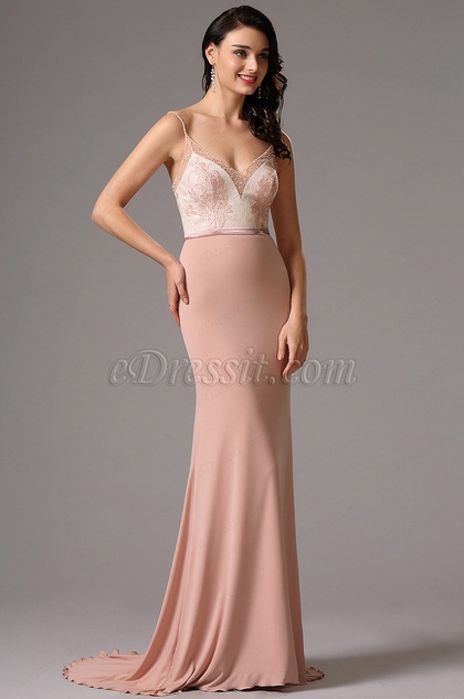 spaghetti strap formal gown