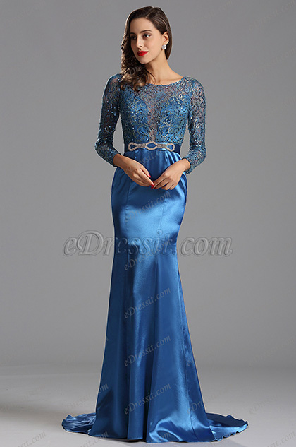 blue sequin formal dress