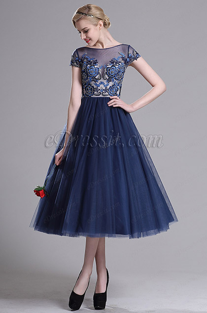 navy blue illusion dress