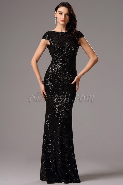 sequin black bridesmaid dress