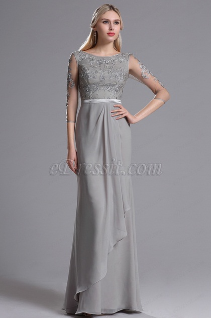 Edressit Grey Mother Of The Bride Dress With Lace Liques 26162908