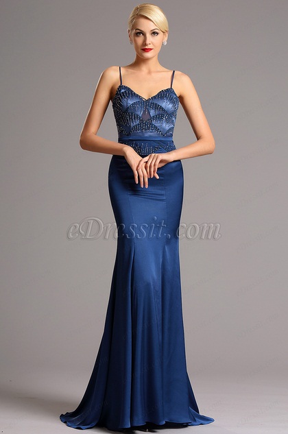 spaghetti strap evening gown