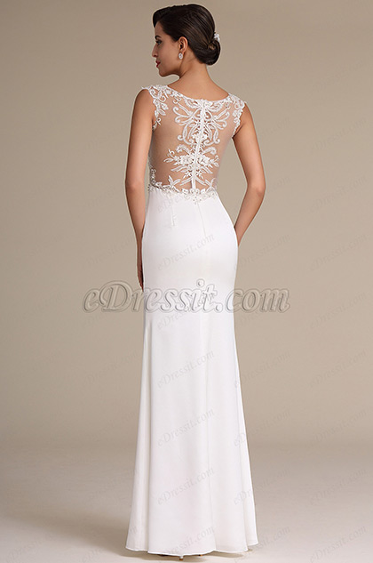Sexy High Slit Plunging Neck Wedding Reception Dress 01160907