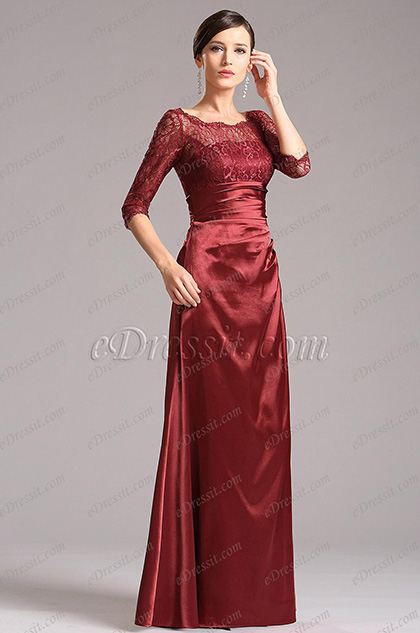 Elegant Mother of the Bride Gown with Lace Sleeves (X26121817)