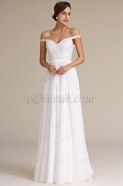 Elegant Off Shoulder Bridal Reception Dress Wedding Gown