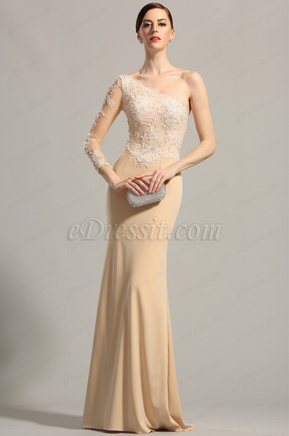 lace evening gown with sleeves
