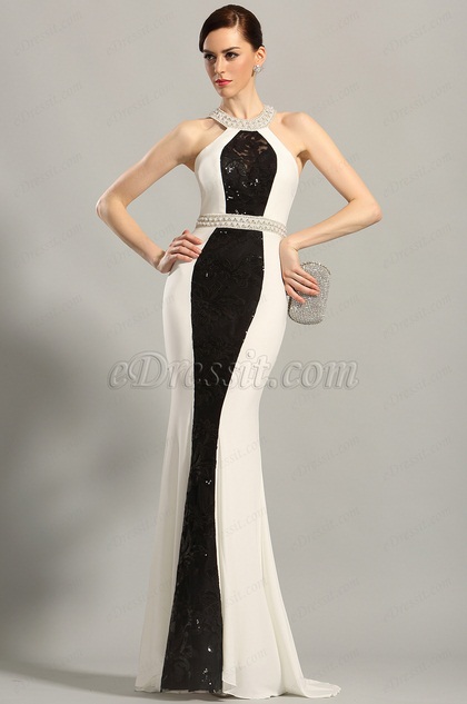 Stylish Beaded Halter Neck Evening Gown Formal Dress (C36152907)