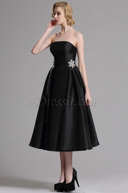 black strapless cocktail