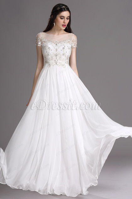 Edressit White Sweetheart Beaded Wedding Reception Dress