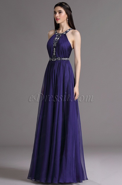 eDressit Purple Halter Evening Dress with Embroidery and Beads (00164706)