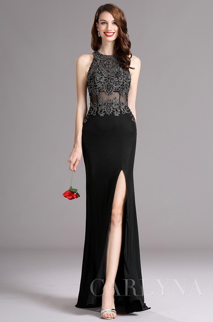 black beaded evening gowns
